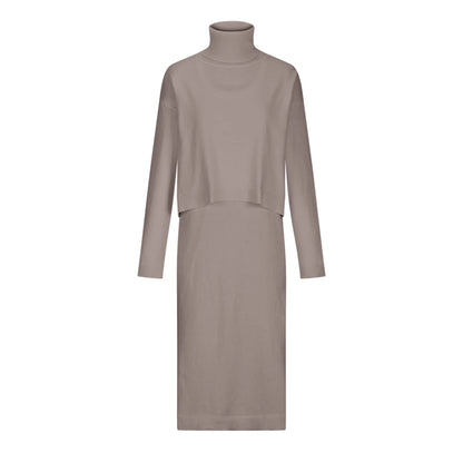 Gebreide Midi Jurk en Coltru Set voor Vrouwen