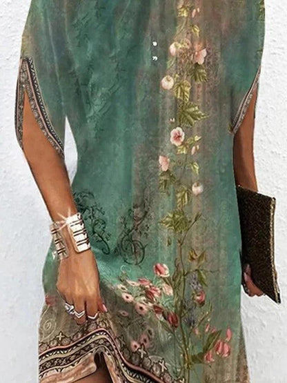 Ella - Vintage bloemen mini jurk Tuniek met Boho Print voor dames