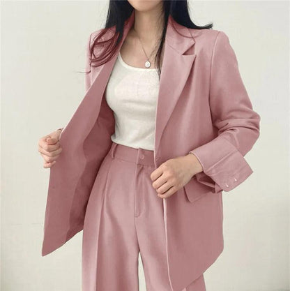 Athena - Minimalistische Blazerset met Bijpassende Broek voor Dames