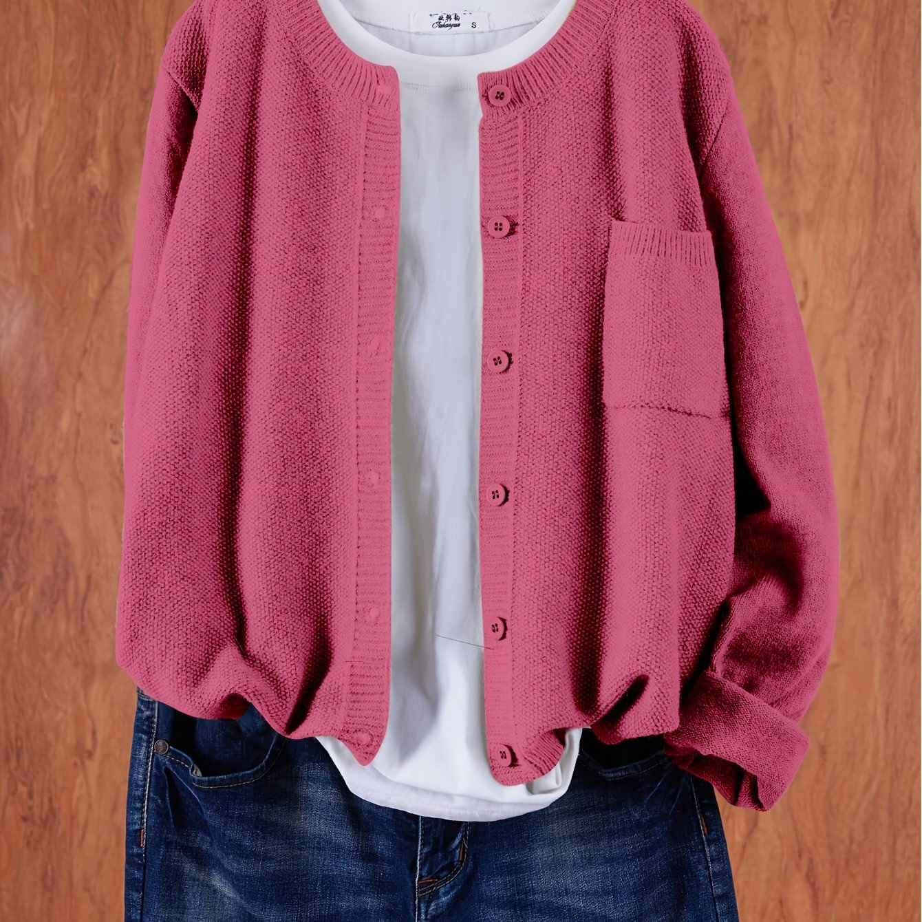 Trendy Zacht Gebreid Dames Vest Met Knopen En Borstzak