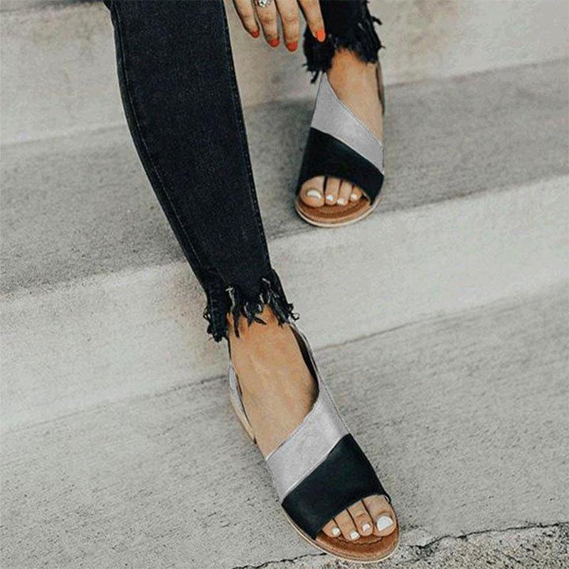 Fabienne - Vintage Tweekleurige Open Teen Sandalen voor Vrouwen