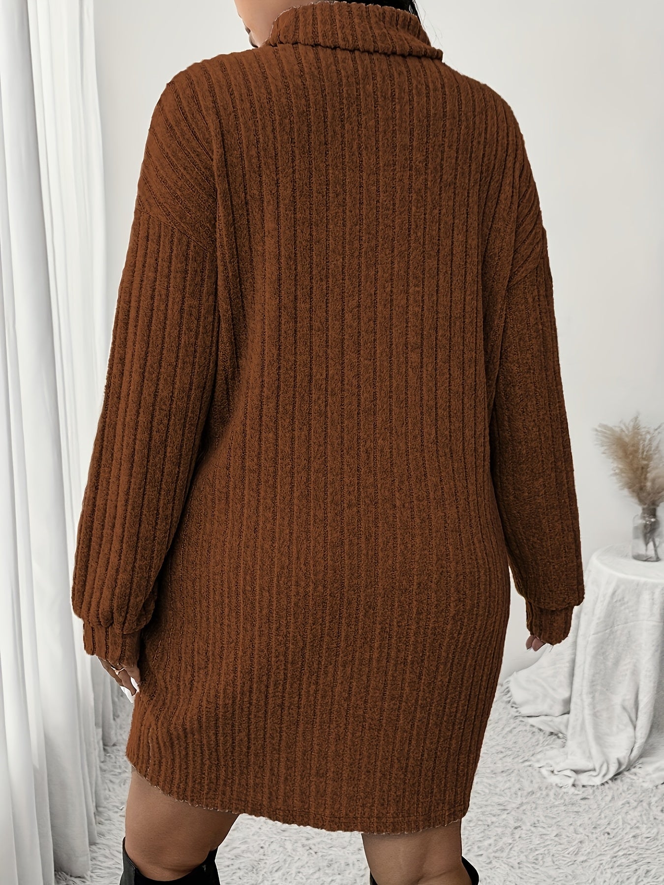 Chique Geribde Mini Sweaterjurk Met Col Voor Vrouwen