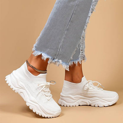 Dames Chunky Sneakers Met Platform Zool En Veter Sluiting