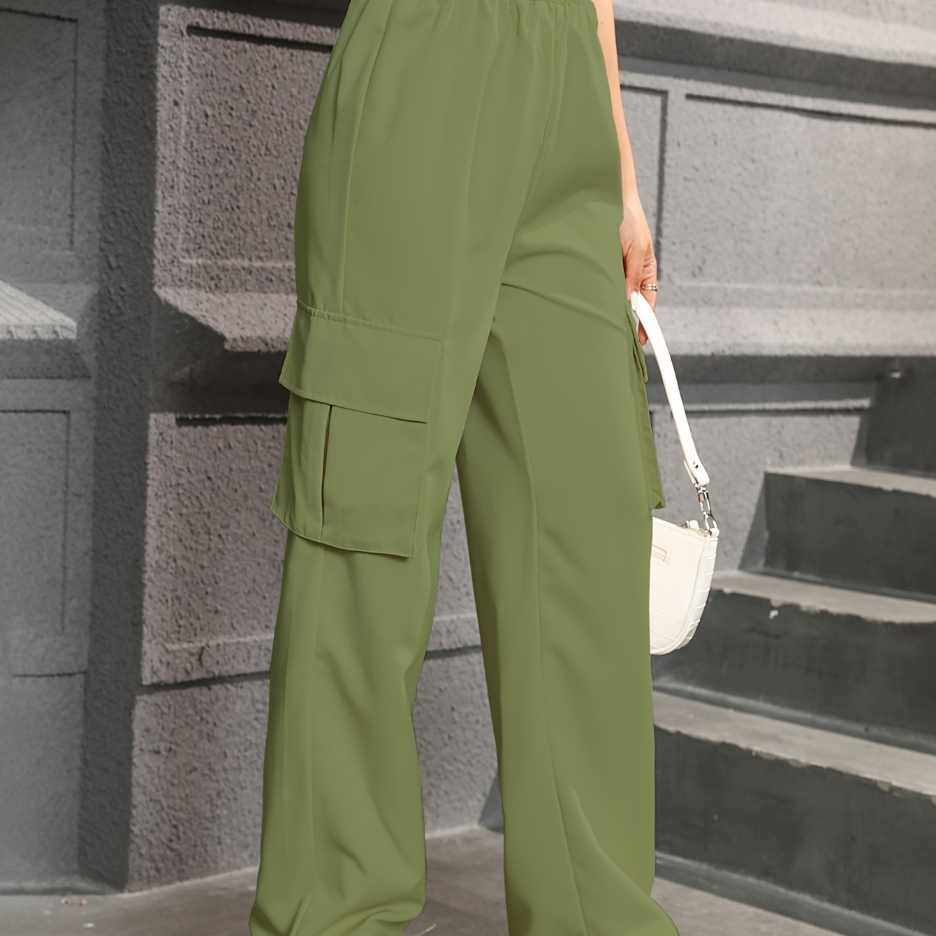 Comfortabele Cargo Broek Voor Vrouwen Met Elastische Taille En Ruime Zakken