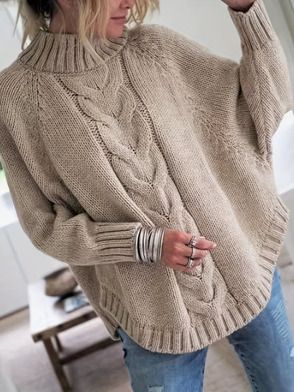Warme Oversized Kabeltrui Voor Dames Met Col