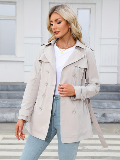 Witte Korte Elegante Dames Trenchcoat in Tijdloze Stijl