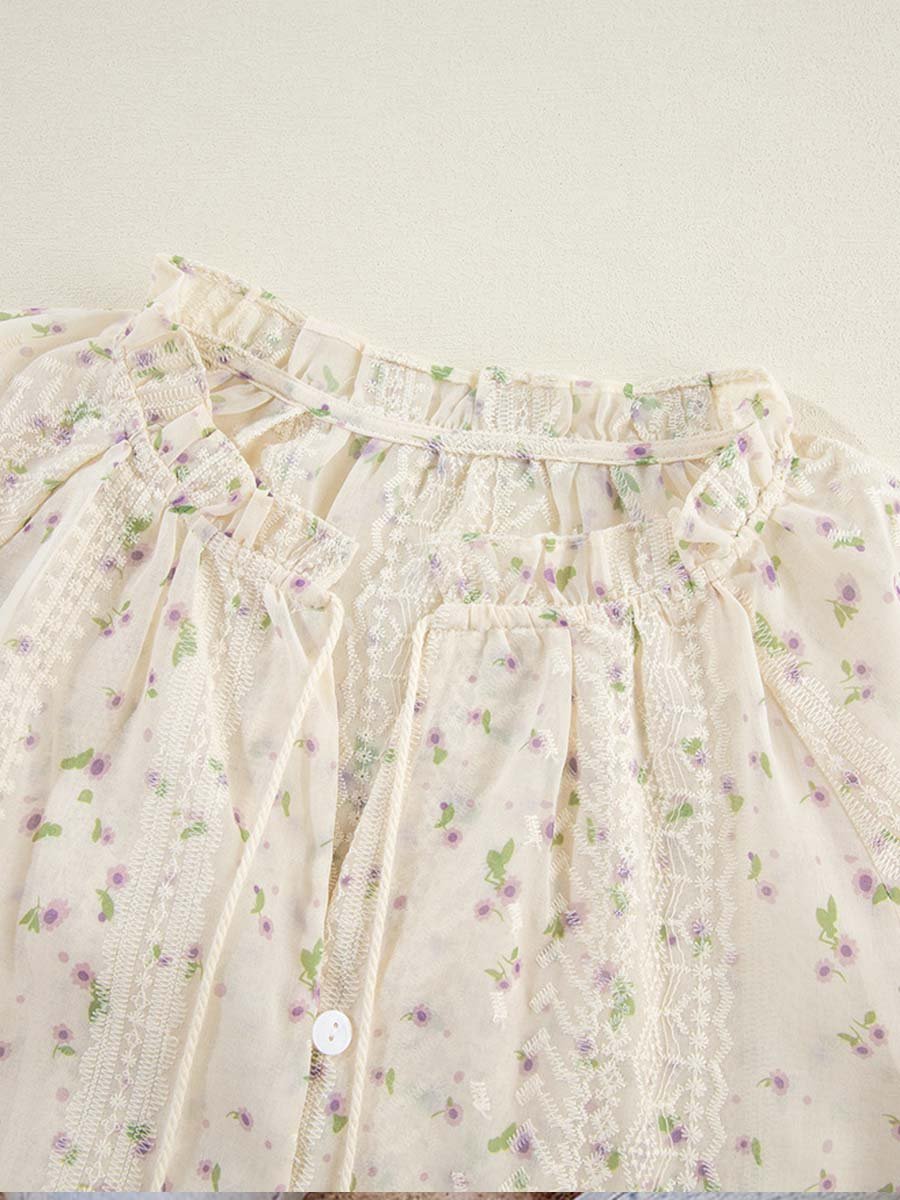 Boho Chic Blouse Met Geborduurde Kant Voor Dames Met V-Hals