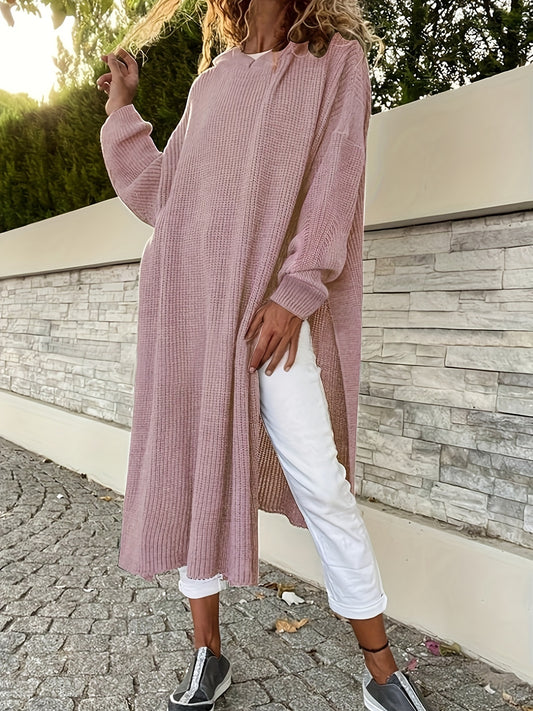 Oversized Dames Maxi sweaterjurk Met Zijsplit En Lange Mouwen