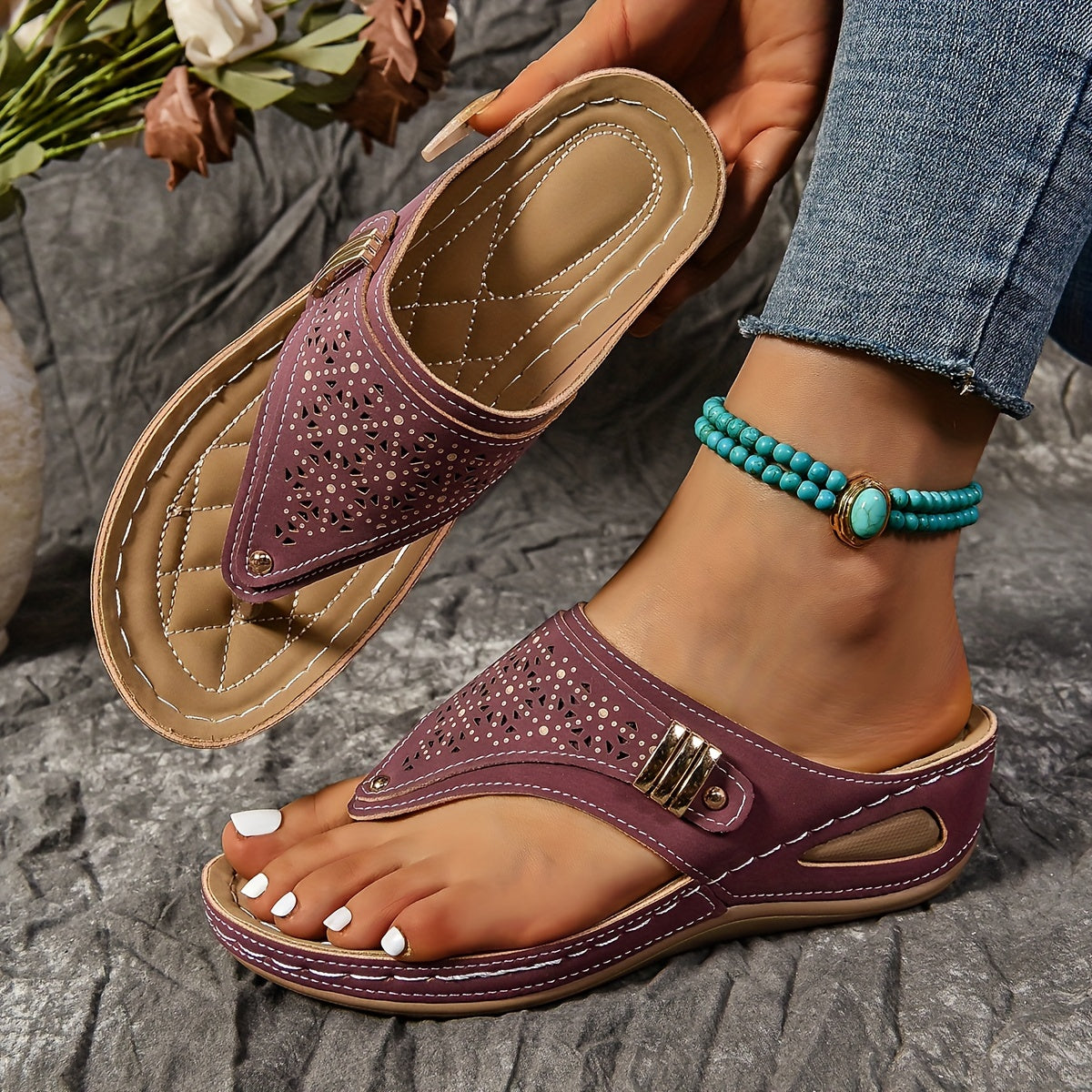 Ember - Wedge Slippers met Boogsteun & Slijtvaste Zool