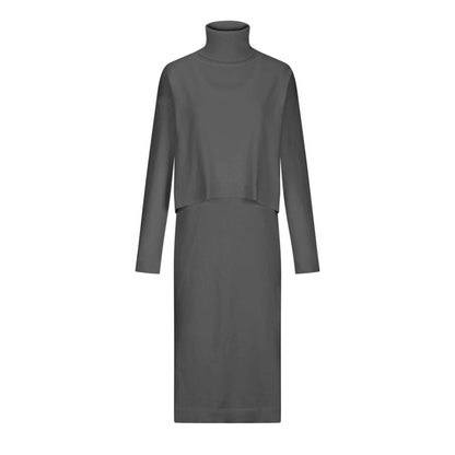 Gebreide Midi Jurk en Coltru Set voor Vrouwen