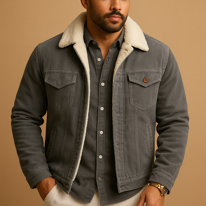 Winter Corduroy Jas met Teddy Voering en Knopen voor Heren