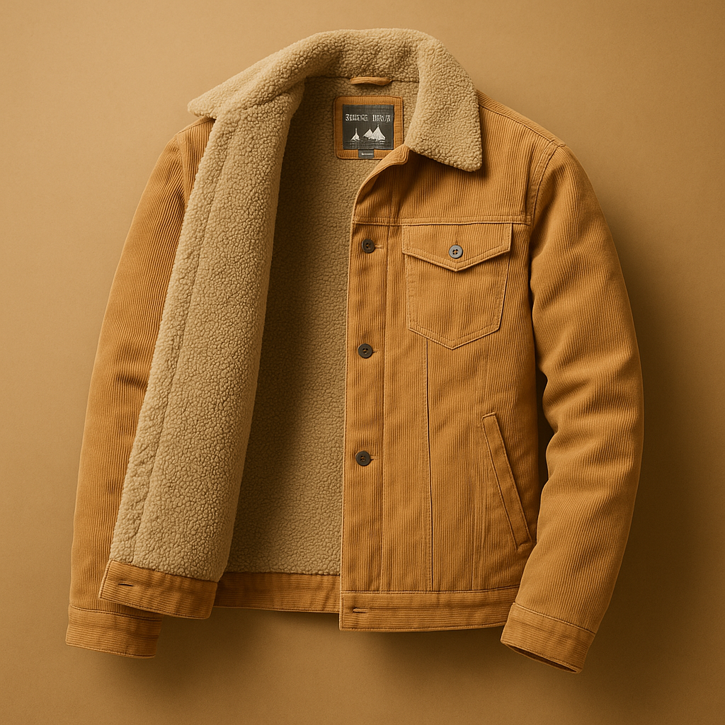 Winter Corduroy Jas met Teddy Voering en Knopen voor Heren