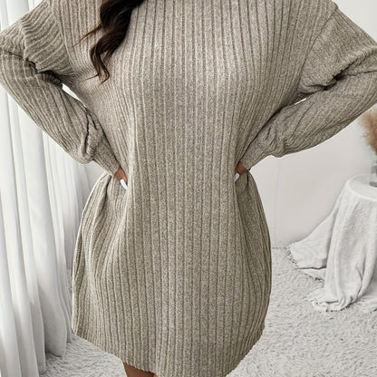 Chique Geribde Mini Sweaterjurk Met Col Voor Vrouwen