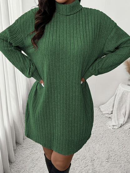 Chique Geribde Mini Sweaterjurk Met Col Voor Vrouwen