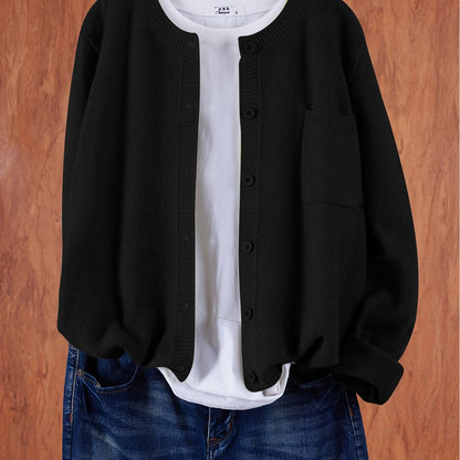 Trendy Zacht Gebreid Dames Vest Met Knopen En Borstzak