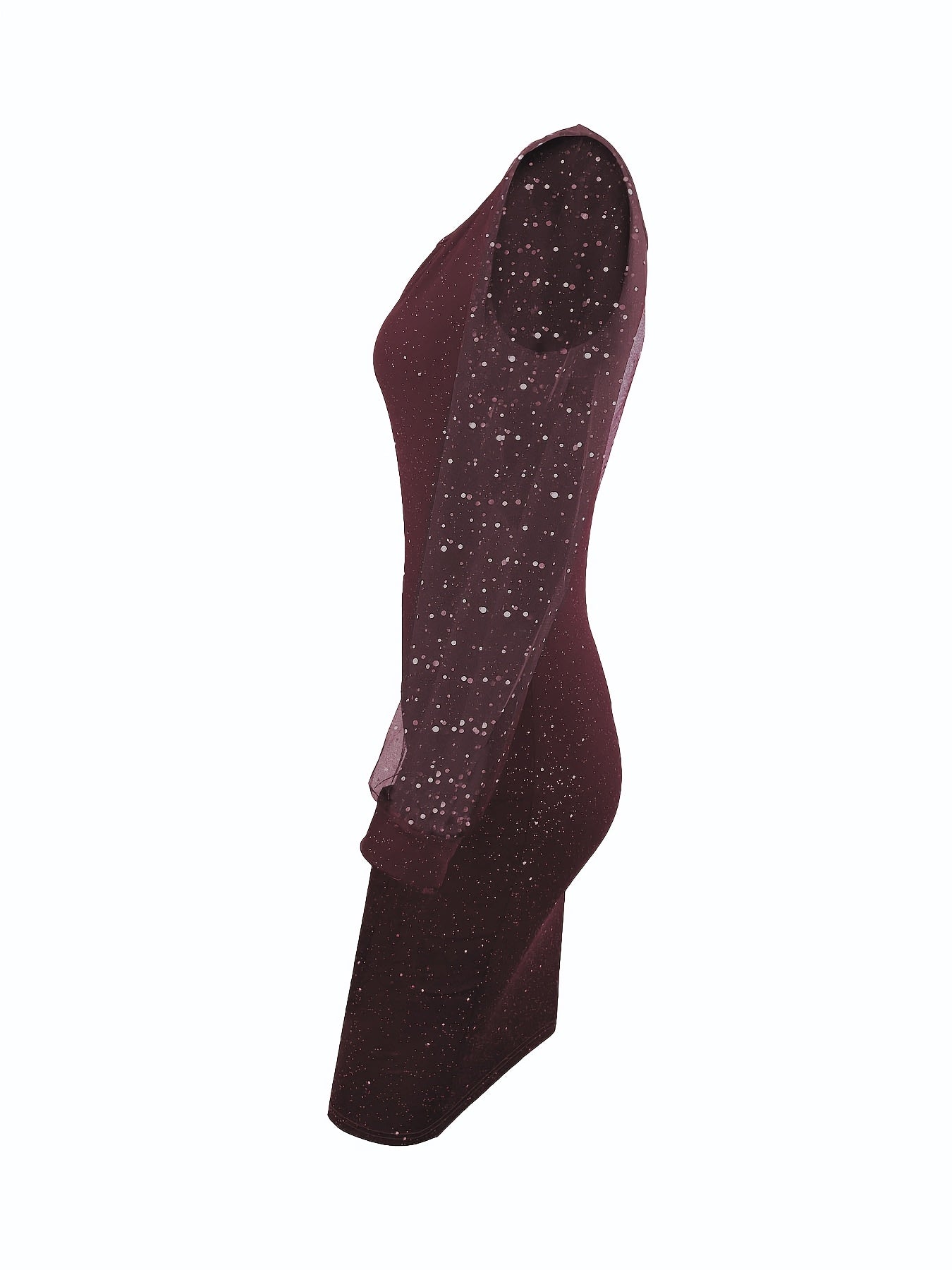 Glitter Cocktailjurk Voor Dames Met V-hals En Mesh Mouwen