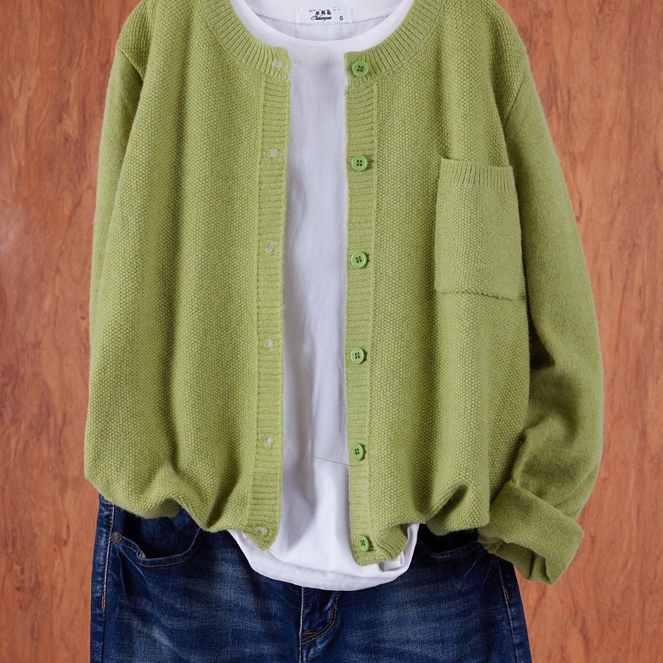 Trendy Zacht Gebreid Dames Vest Met Knopen En Borstzak
