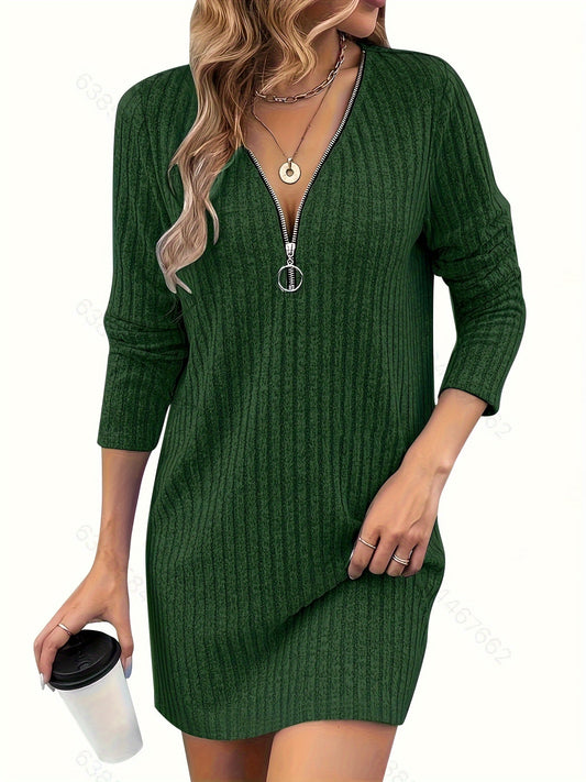 Elegante Dames Mini Sweaterjurk met Kwartrits