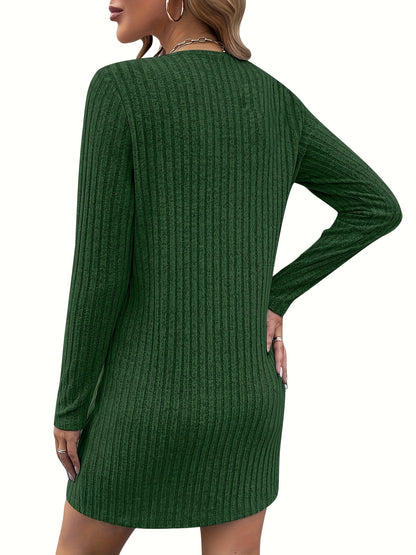 Elegante Dames Mini Sweaterjurk met Kwartrits