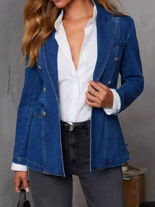 Luxella - Klassieke Dames Denim Blazer met Knoopsluiting