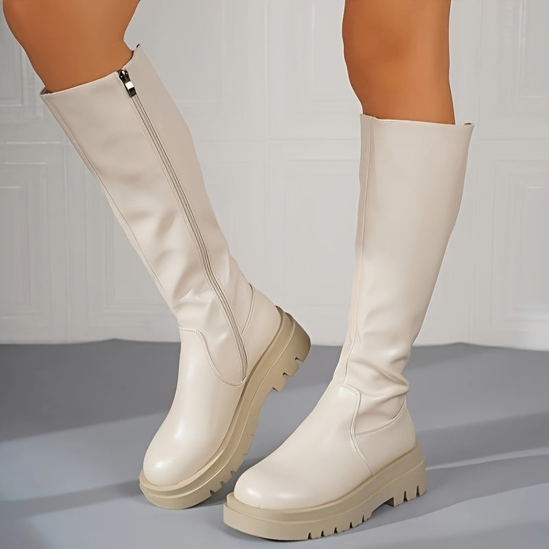 Vrouwen Winterse Knielaarzen met Rits en Anti-Slip Zool