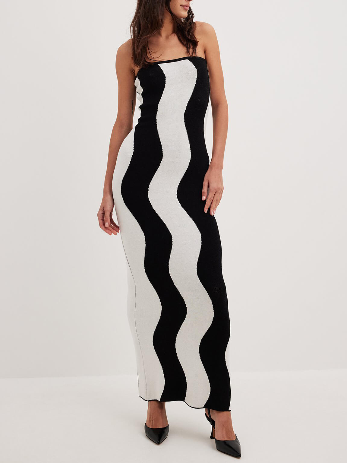 Oana - Chic Strapless Golvend Gebreide Jurk voor dames