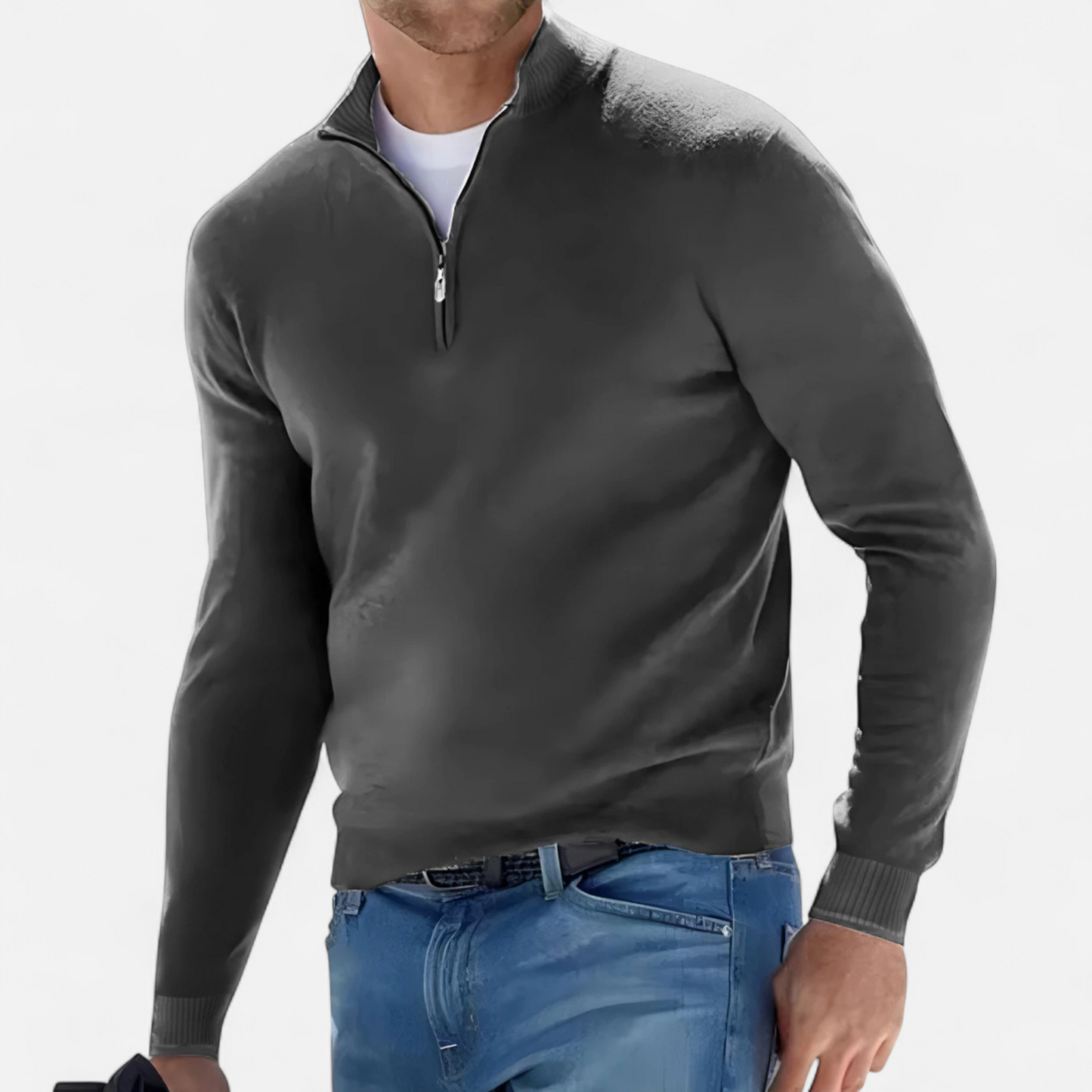 Gebreide Half Zip Trui voor Heren Zacht en Warm