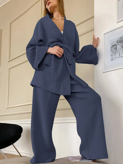 Emília - Loungewear Set met Wijde Mouwen en Ceintuur