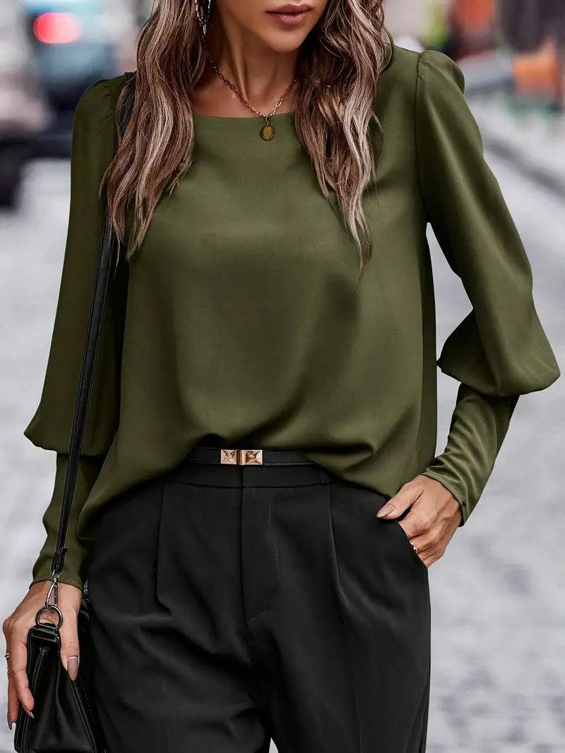 Sofia – Groene Dames Blouse met Knoopsluiting op de Rug