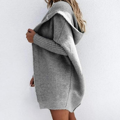 Gebreid Midi Vest voor Dames met Capuchon