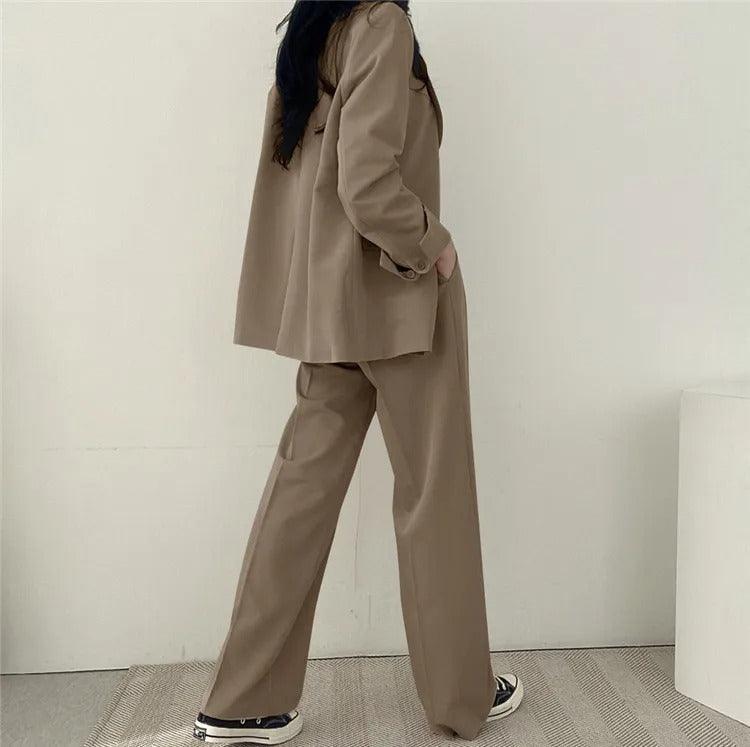 Athena - Minimalistische Blazerset met Bijpassende Broek voor Dames