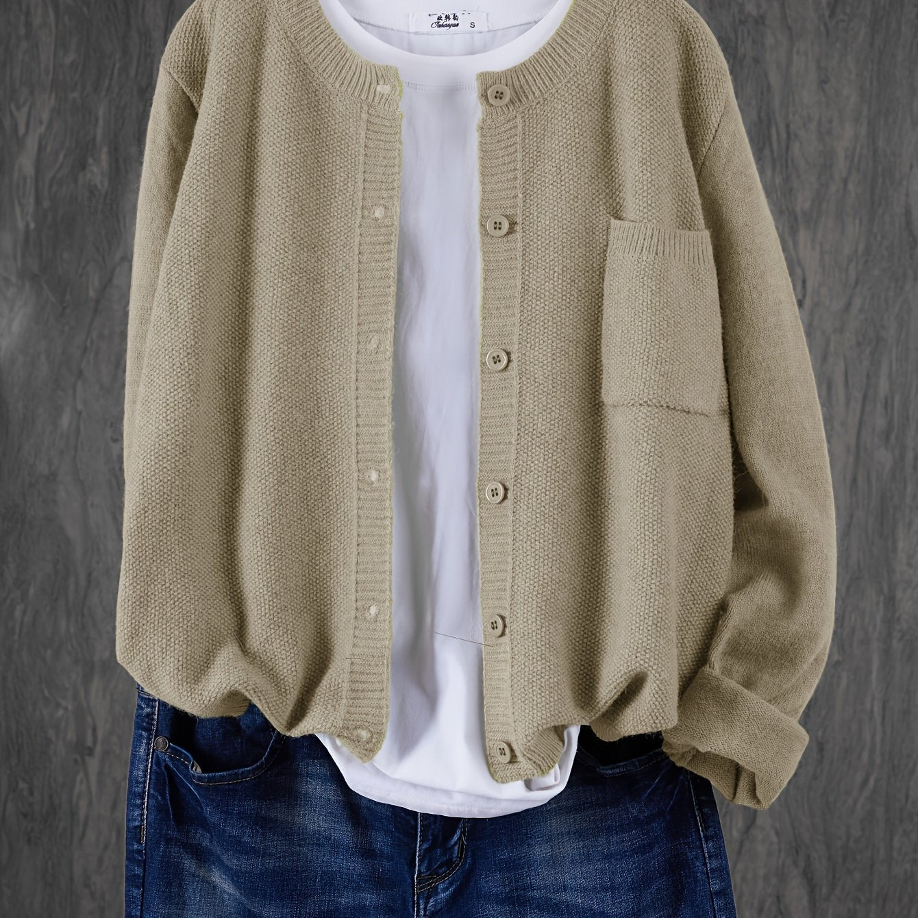 Trendy Zacht Gebreid Dames Vest Met Knopen En Borstzak
