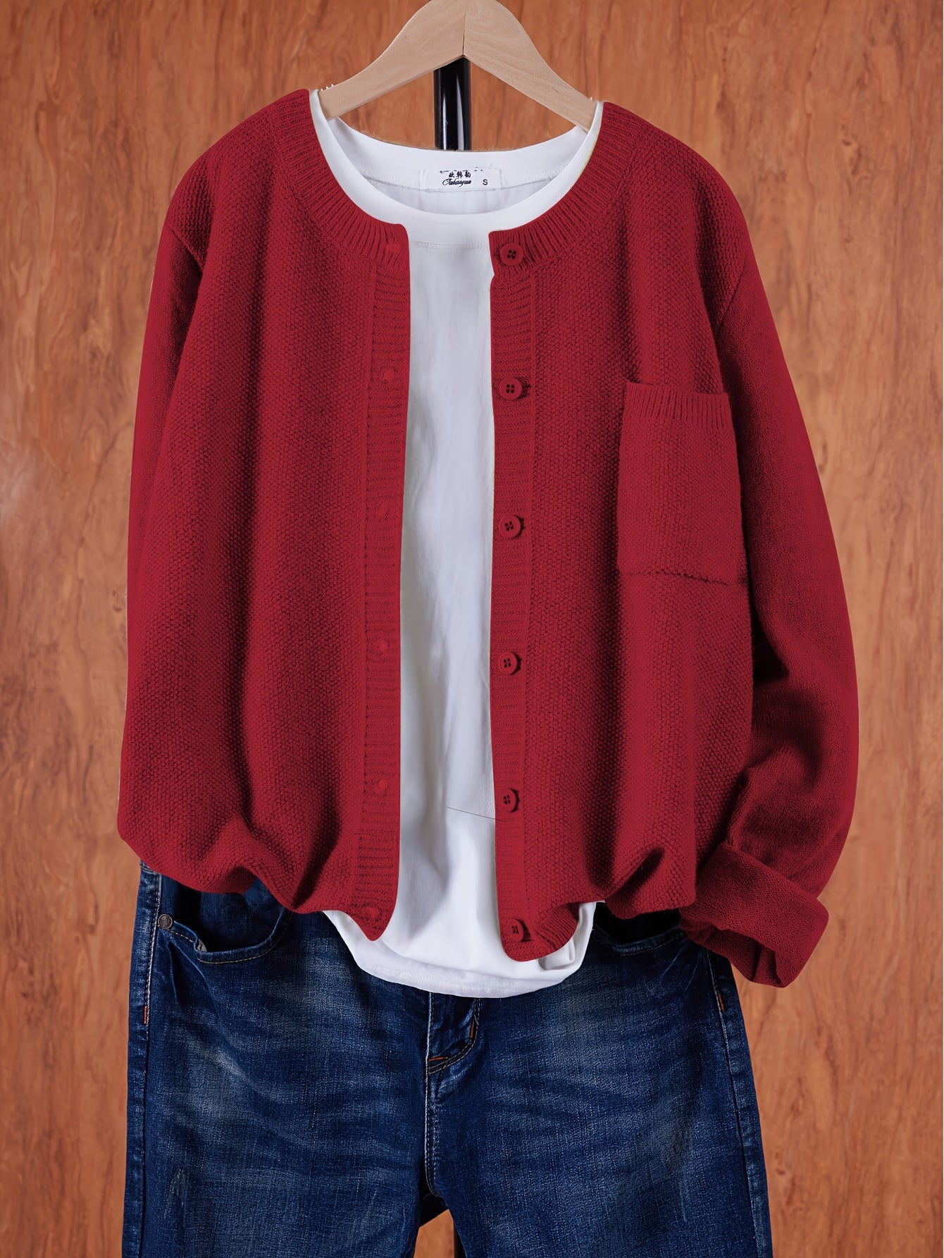 Trendy Zacht Gebreid Dames Vest Met Knopen En Borstzak