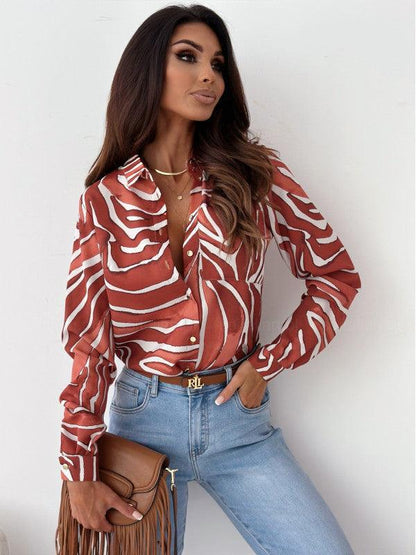 Catherine - Luxueuze satijnen zebraprint blouse