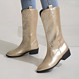 Gabriella – Metallic Cowboylaarzen voor Dames met Western Borduursel