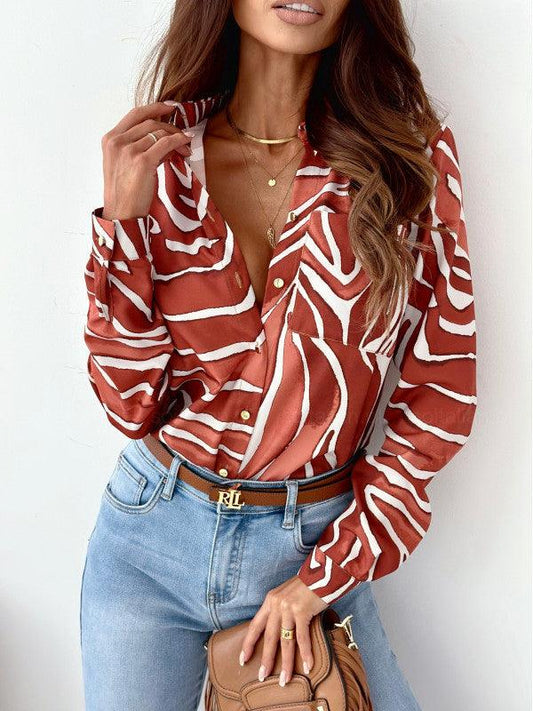 Catherine - Luxueuze satijnen zebraprint blouse