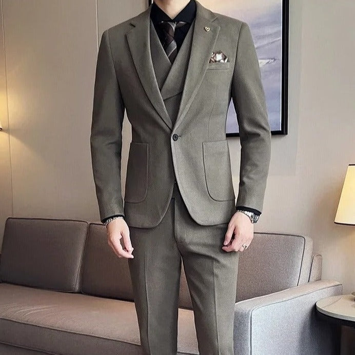 Slim Fit Formeel Pak 3 Delig Set voor Heren met Blazer Gilet en Pantalon