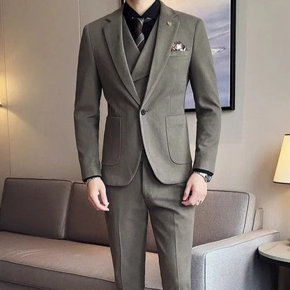 Slim Fit Formeel Pak 3 Delig Set voor Heren met Blazer Gilet en Pantalon