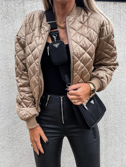 Renata - Trendy Dames Bomberjack met Glanzende Afwerking en Rits