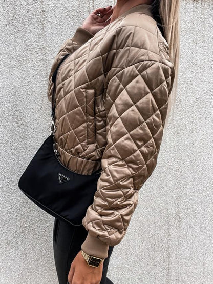 Renata - Trendy Dames Bomberjack met Glanzende Afwerking en Rits