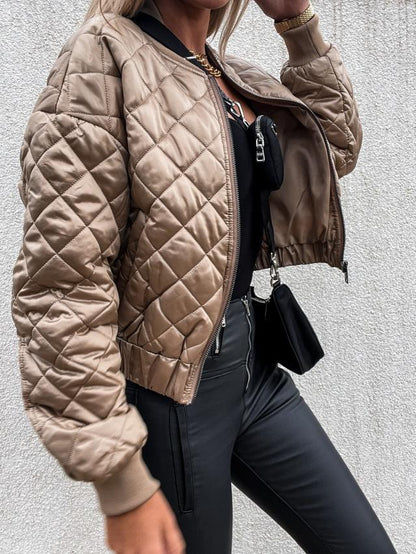 Renata - Trendy Dames Bomberjack met Glanzende Afwerking en Rits