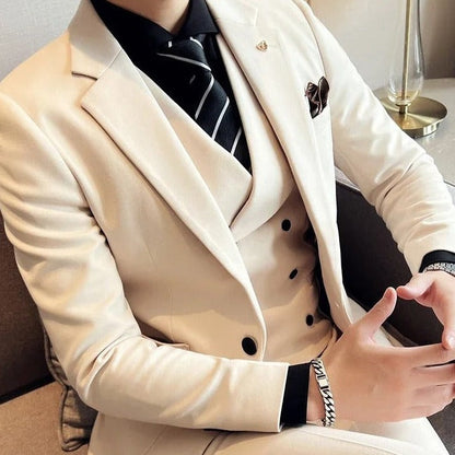 Slim Fit Formeel Pak 3 Delig Set voor Heren met Blazer Gilet en Pantalon