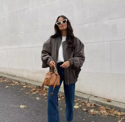 Tatiana - Oversized Bomberjack met Verlaagde Schouders voor Dames