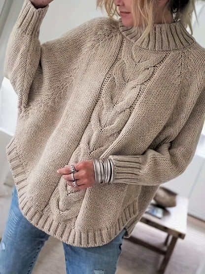Warme Oversized Kabeltrui Voor Dames Met Col