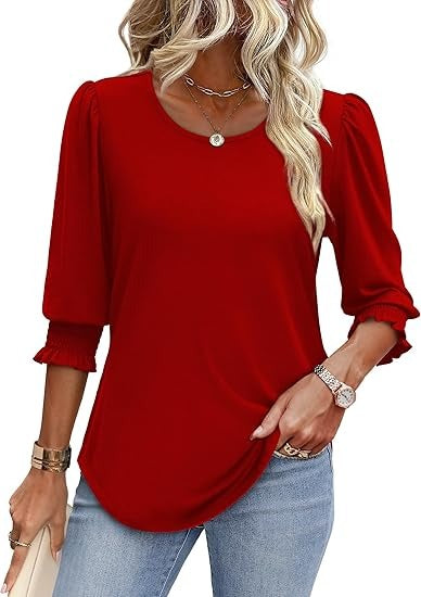 Cecylia - Shirt met pofmouwen en gesmokte manchet voor dames