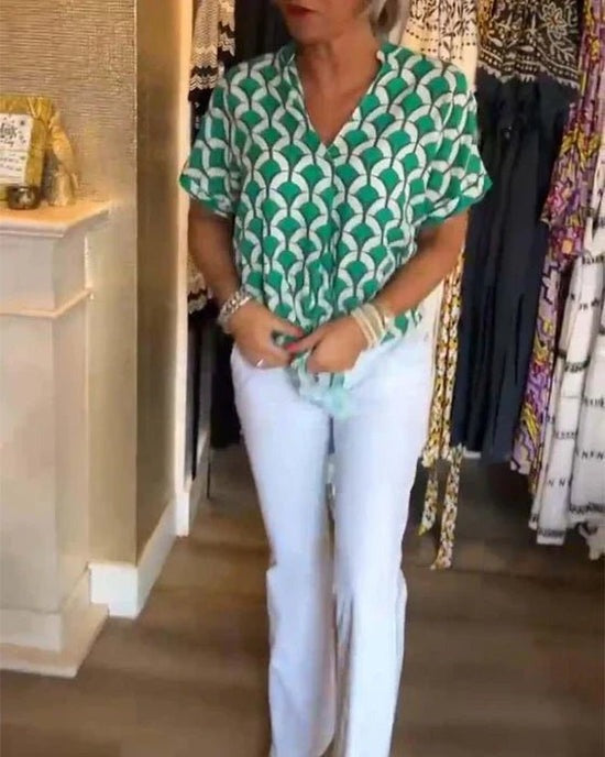Winonelle - Stijlvolle Geometrische Bedrukte Blouse voor Vrouwen