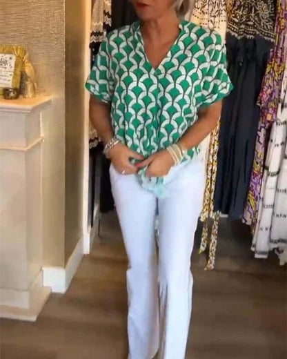 Winonelle - Stijlvolle Geometrische Bedrukte Blouse voor Vrouwen