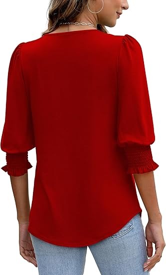 Cecylia - Shirt met pofmouwen en gesmokte manchet voor dames