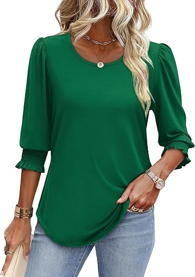 Cecylia - Shirt met pofmouwen en gesmokte manchet voor dames