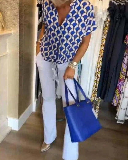 Winonelle - Stijlvolle Geometrische Bedrukte Blouse voor Vrouwen